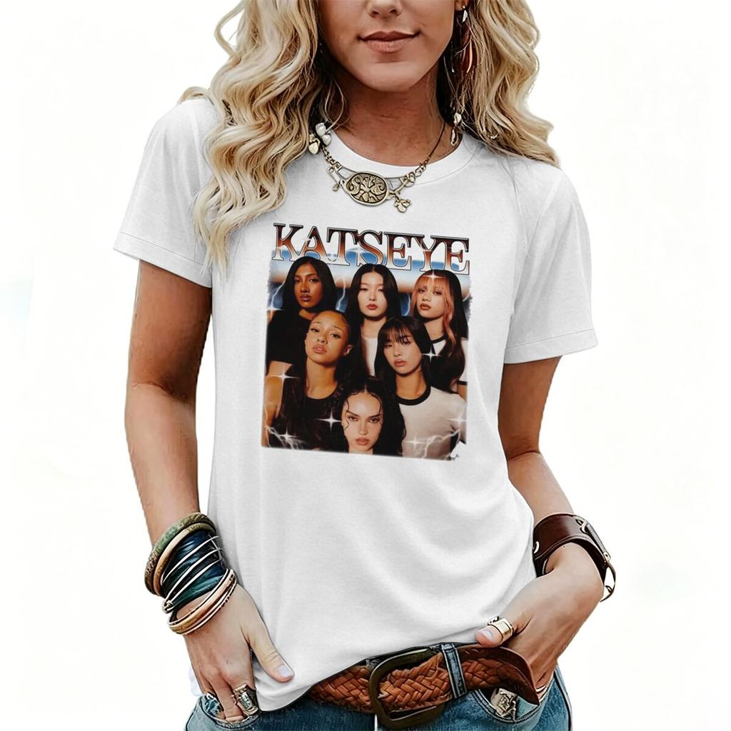 Vintage Girl Group Print Tshirt Short Sleeve Crew Neck Casual Top for Women Unisex Korean Ulzzang Trend Tshirts Fan Gifts