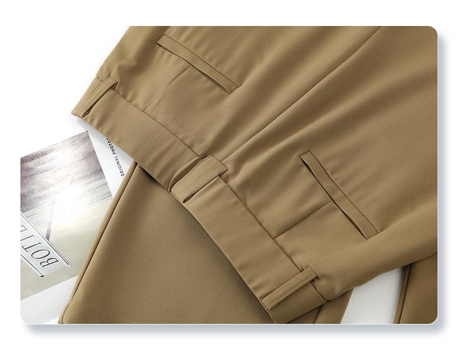 Khaki Straight-Leg Pants for Women: 2025 New Spring/Autumn Style, Casual Nine-Point Draping Suit Pants