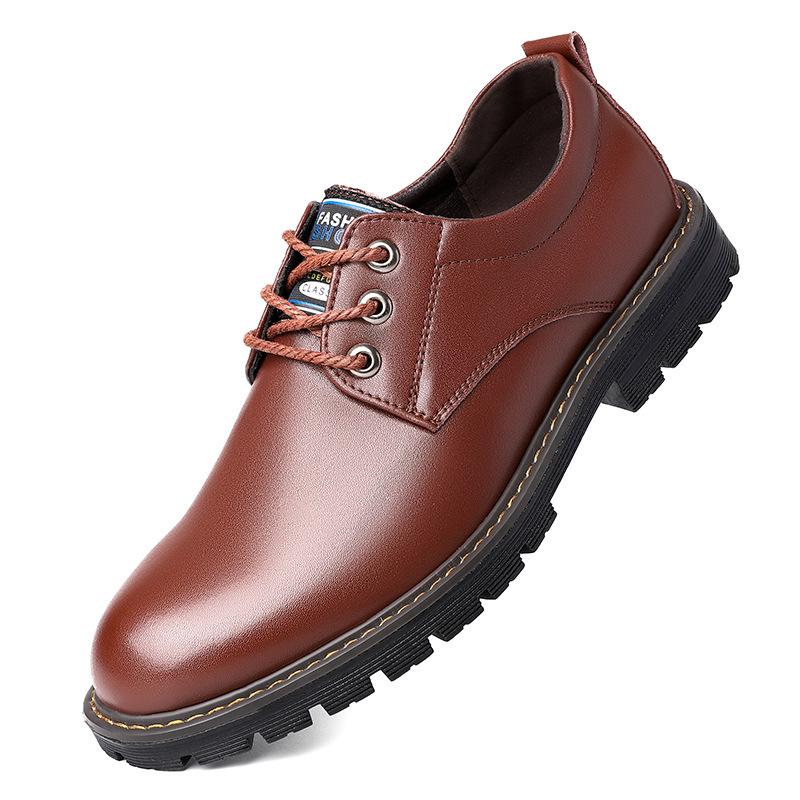 2025 New Men's Martin Boots Men's Trend Big Head British Casual Versatile Low-top Shoes Formal Leather Shoes Men