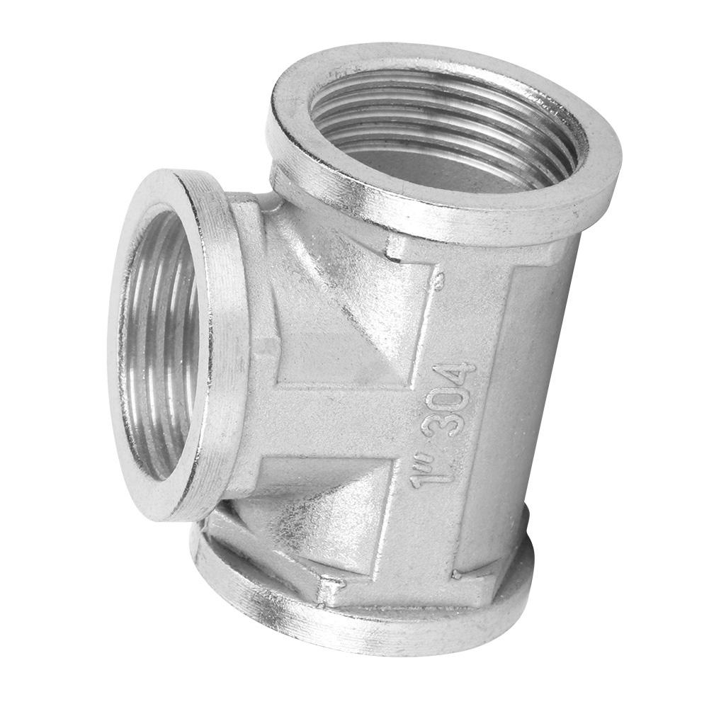 Conector T Filetat pentru Țeavă din Oțel Inoxidabil 304 pentru Raft Țeavă Industrială Instrument de Uz Casnic 1in x 1in x