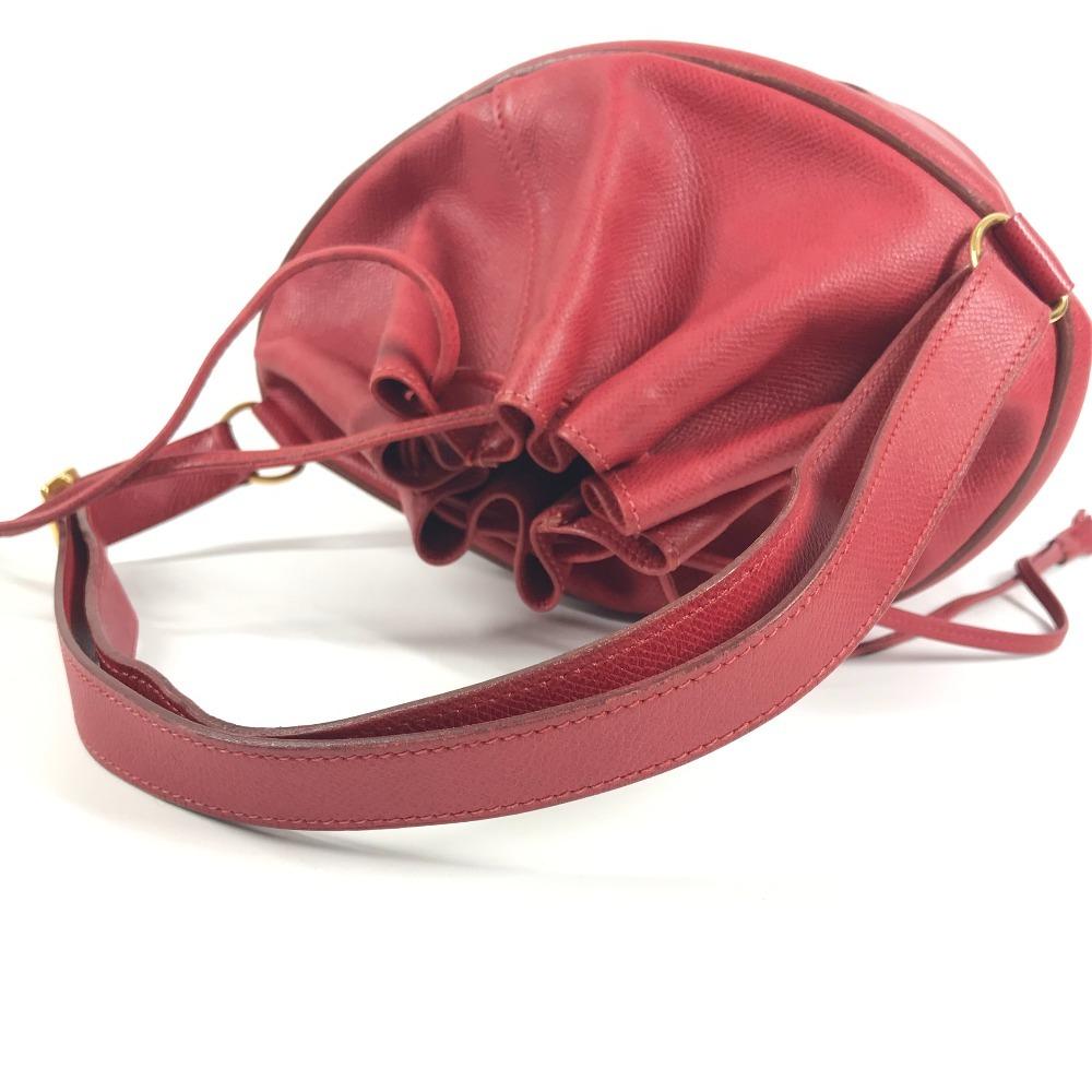 HERMES Tassel fringe Manjoire Drawstring bag Shoulder Bag Courchevel Red