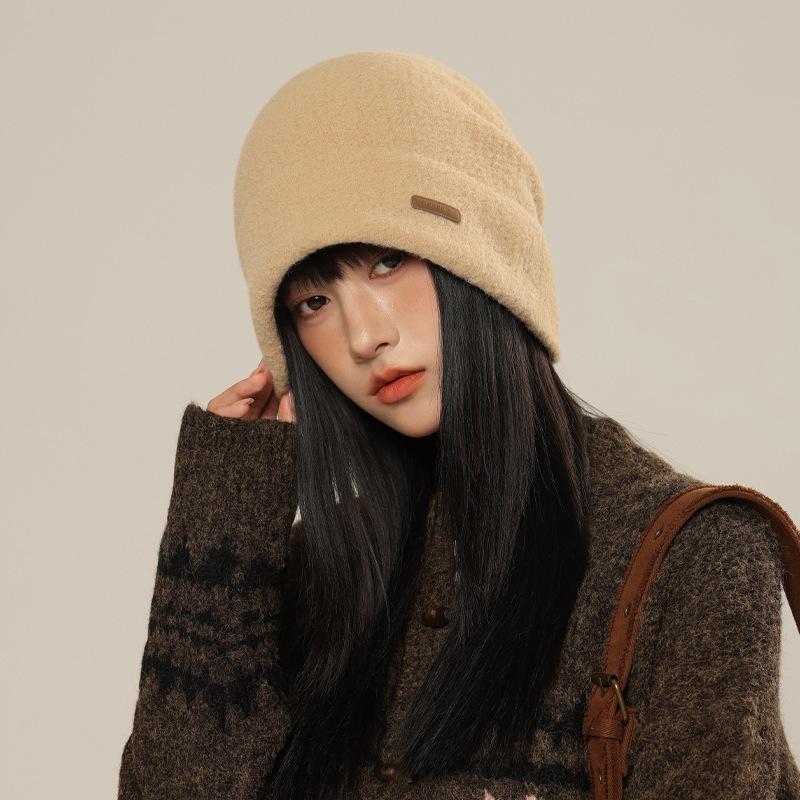 Korean Style Women's Warm Slouchy Beanie: Windproof Ear Protection for Autumn/Winter, Maternity-Friendly