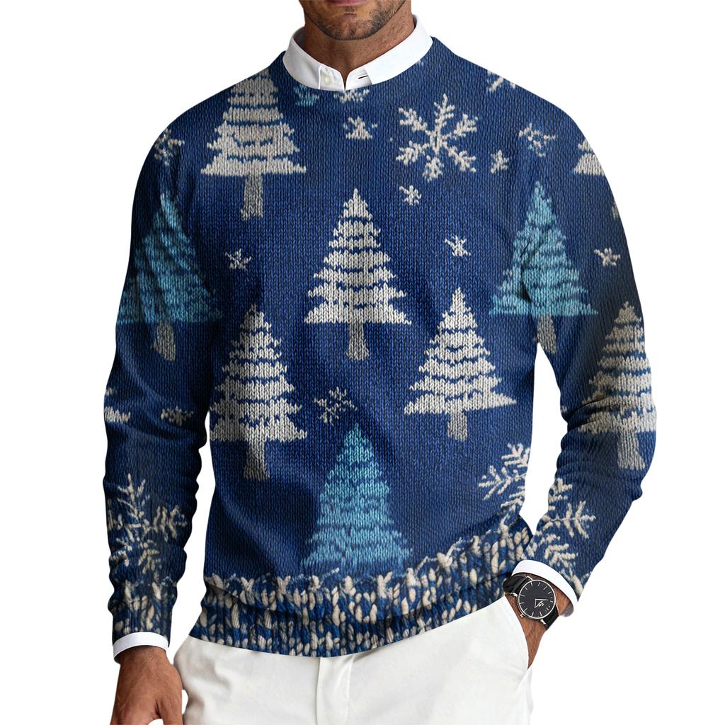 Herren Rundhals Langarm Rippstrick Pullover