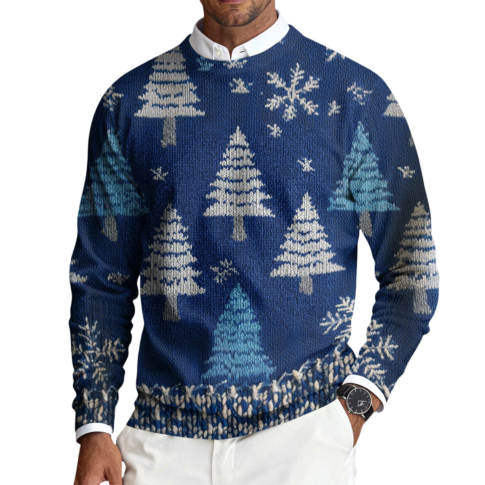 

Мужской пуловер с круглым вырезом, длинными рукавами и рубчатой вязкой XXXXL