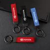 LATE7 Suede Leather Car Logo Key Rings Chains For Toyota GR Corolla Yaris Aygo Prius RAV4 Crown CHR Camry Auris Keychain Accessories