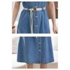 Summer Slim Fit Denim Dress Casual Short Sleeve Waist Tie Womens Fashion Lightweight and Comfortable Stylish Outfit