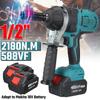 2180N.m High Torque Brushless Electric Impact Wrench 1/2 inches Socket Wrench Cordless Driver Tool for 1pc / 2pcs / None 18V Battery
