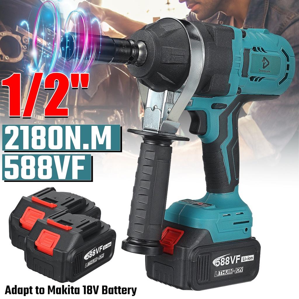 2180N.m High Torque Brushless Electric Impact Wrench 1/2 inches Socket Wrench Cordless Driver Tool for 1pc / 2pcs / None 18V Battery