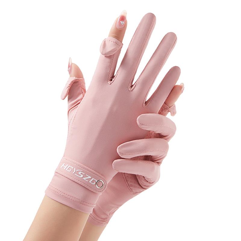 Summer Ice Silk Sunscreen Gloves for Women's Non Slip  High Elastic  Breathable Touch Screen Outdoor Driving and Riding Anti-UV Gloves
