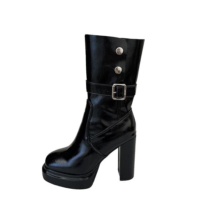 

Sheepskin version~ niche belt buckle Martin boots women s new versatile knight 40 чёрный