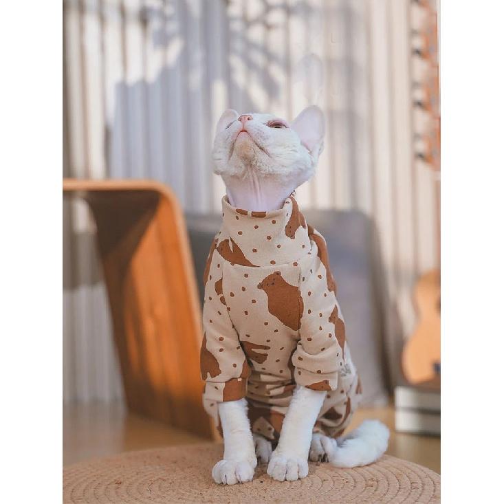Sphynx Katze Kleidung Weiche Baumwolle Unterwolle im Winter für haarloses Katze Warmer Rollkragen 4-beiniger Strampler Für Devon Rex Katze Kostüme