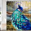 Peacock Shower Curtain Blue Gold Feather Art Elegant Bird Decor Luxury Bathroom Waterproof Fabric Bath Curtain Set Home