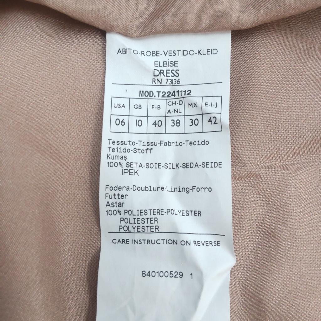 Excellent Condition Italy MAX&CO Silk 100% Short Sleeve Dress M Pink Floral Knee-Long(USED)