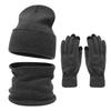 3Pcs/Set Windproof Knit Beanie Snood Set Thicken Scarf Neck Warmer  for Men Women
