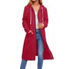 Women's Solid Color Fashionable Loose Zipper Long Cardigan Hooded Sweatshirt Jacket