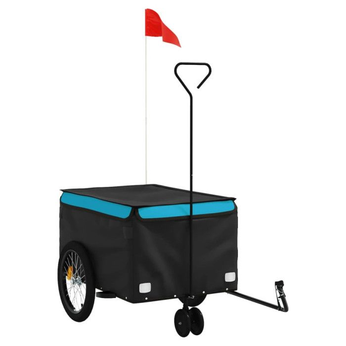 VidaXL Remorque de vélo noir et bleu 30 kg fer 94100