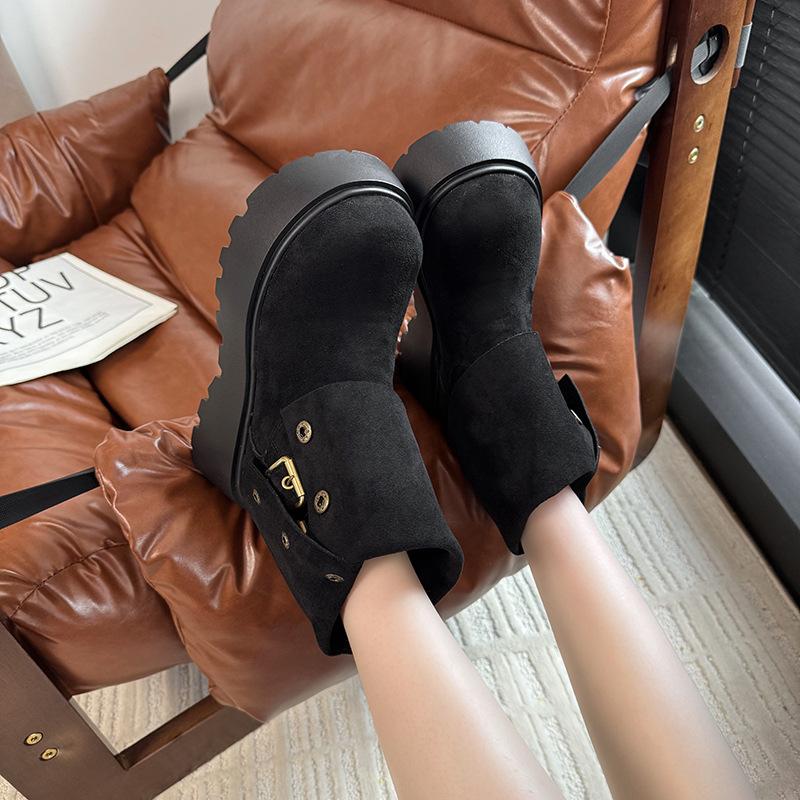 Retro Two-wear Folded Thick-soled Medium Boots Children's 2025 Autumn New Belt Buckle Medium Tube Fashion Short Boots