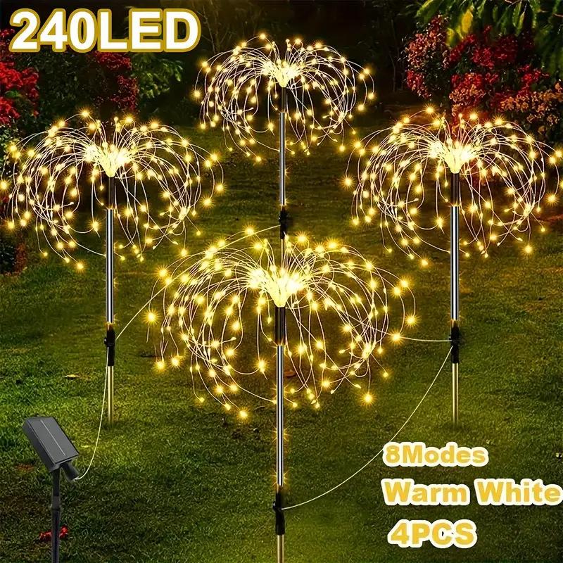 Solar Firework Dandelion Lights: Multi-Color, Eight Modes, Remote Controlled for Courtyard Landscapes