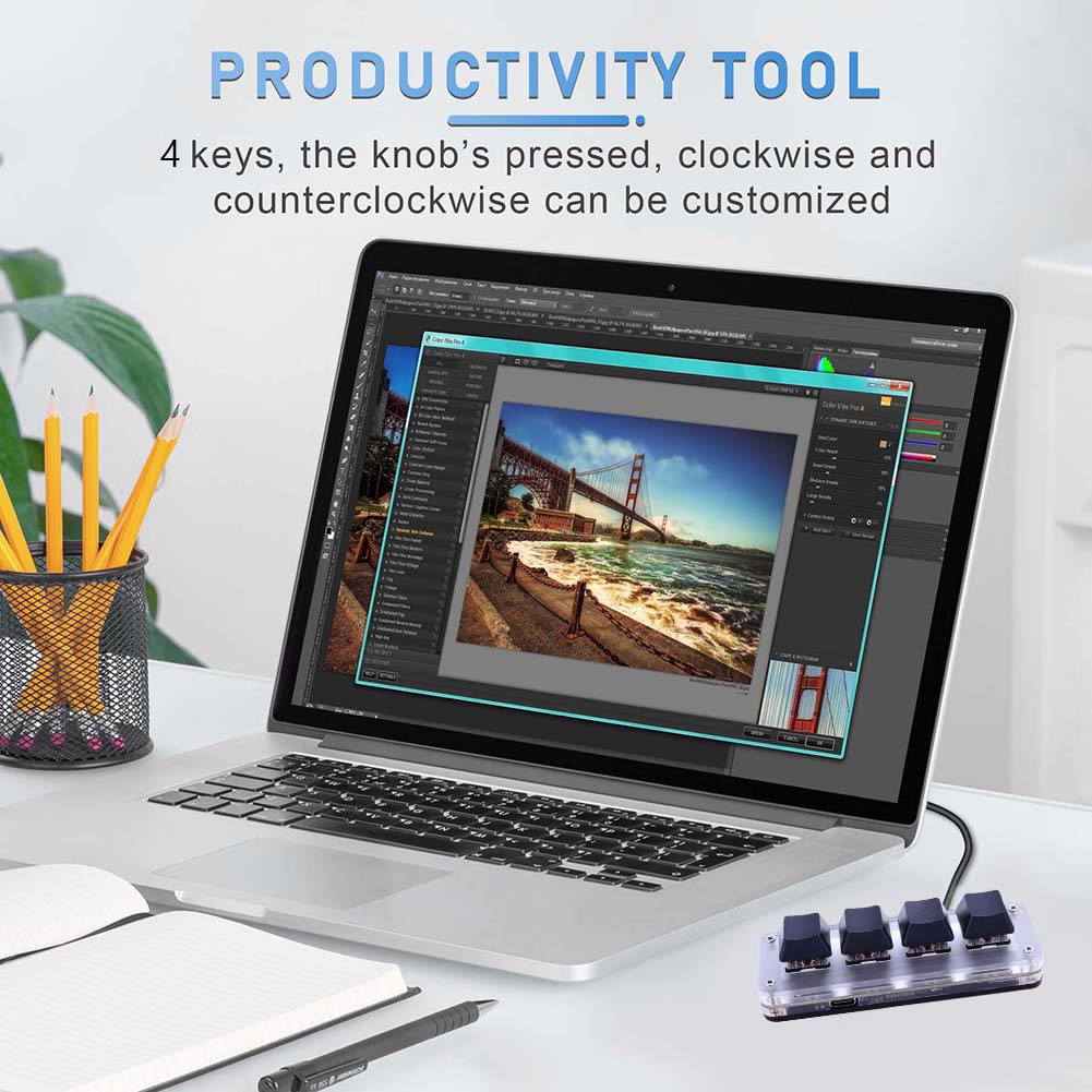 3 Key 1 Knob/4 Key Programming Macro  Knob Keyboard RGB Wired USB Mini Mechanical BT Keyboard Hotswap Mechanical Macropad