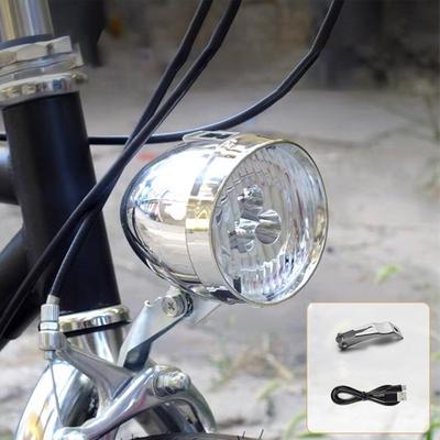 USB Charging Retro Bike Headlight Classic Mountain Bike Front Light 3 Led Bulbs Bicycle Front Lighting For Cycling Accessories