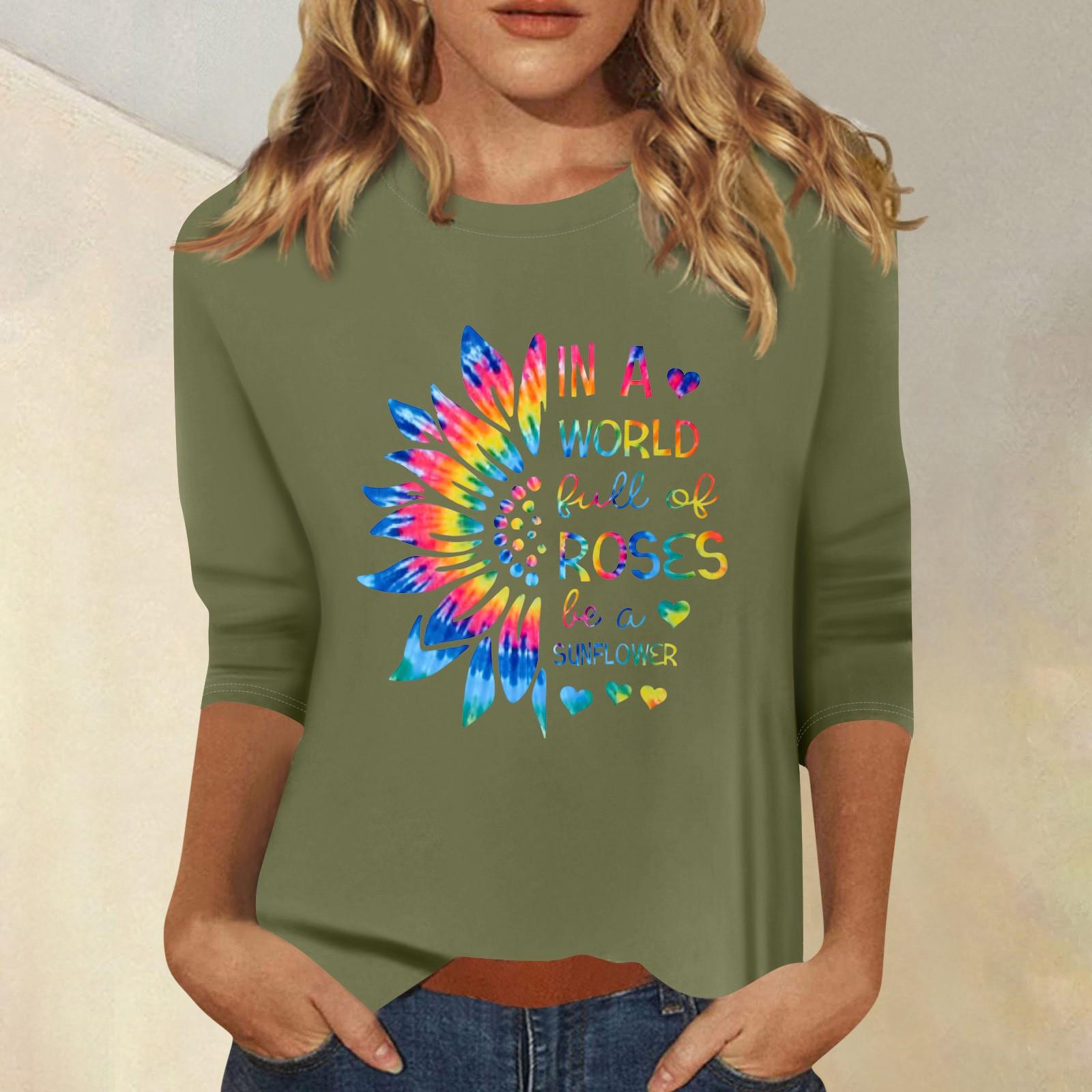 

Женская мода повседневный принтованный топ с семью рукавами и круглым вырезом XXL