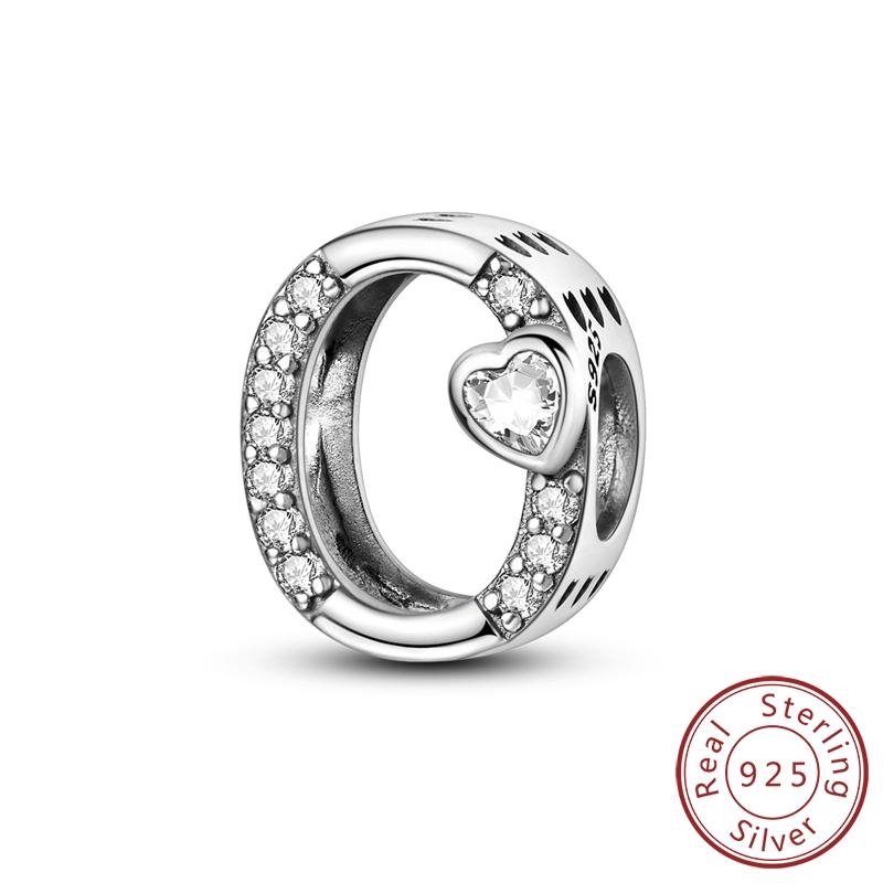New 925 Silver Charm Beads 26 Letter Alphabet A-Z Charm Fit Original Charms Bracelet DIY Birthday Jewelry Gift Making