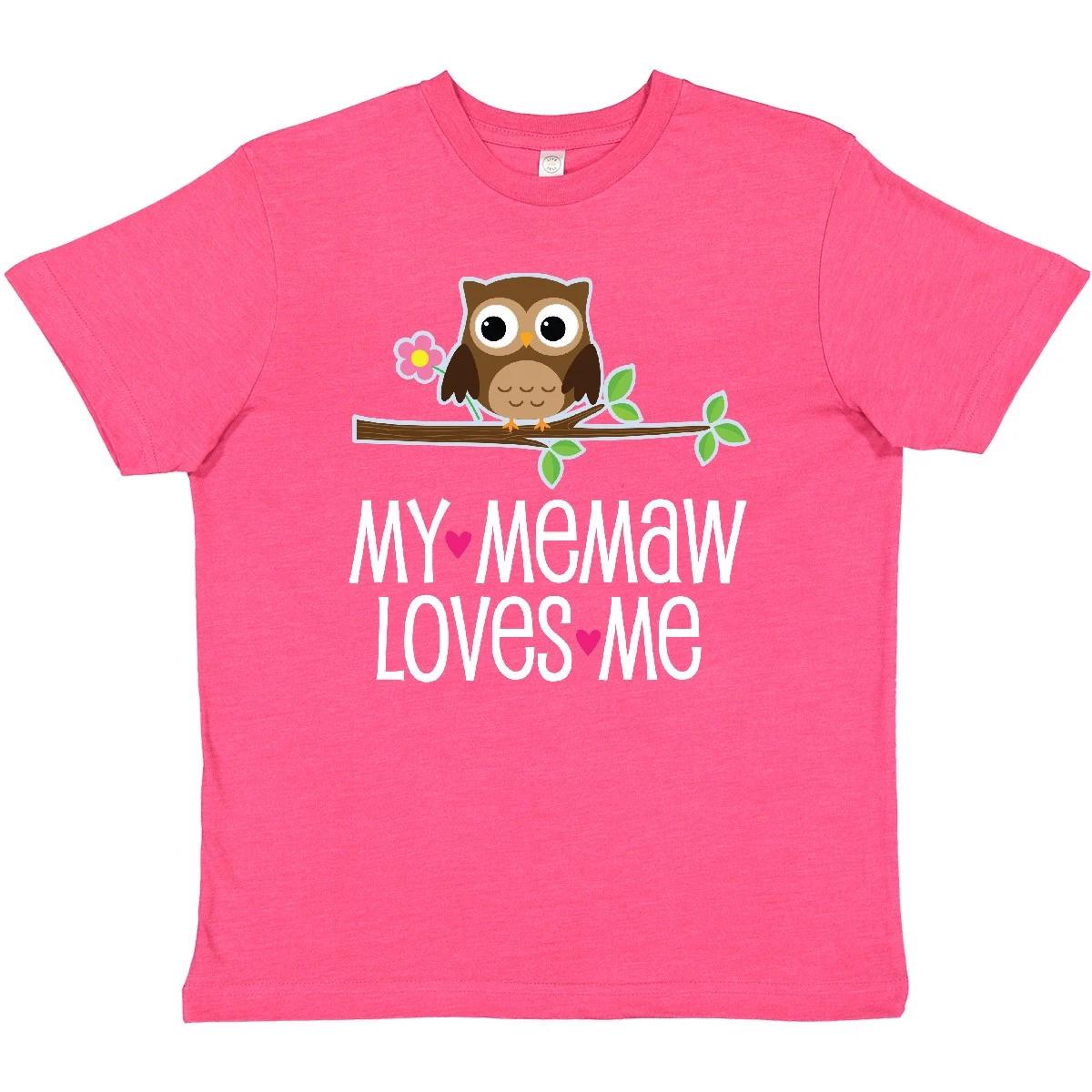 Inktastic My Memaw Loves Me Grandkids Owl Youth T-Shirt From Granddaughter Cute 120