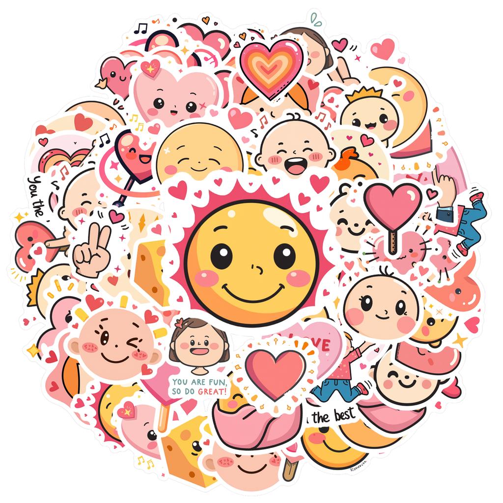Playful Cute Faces Decals Whimsical Emotions Teacher Reward Stickers Stickers For Phone Fridge Car Sticker