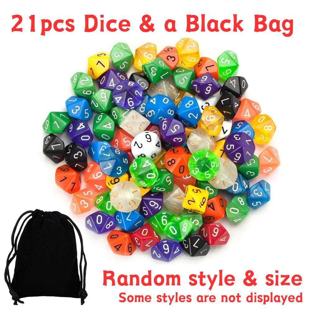 

21/70pcs Plastic Polyhedral Dice With a Black Bag Mixing Color Role-playing Game Accessories Family Party Entertainment Set YMY