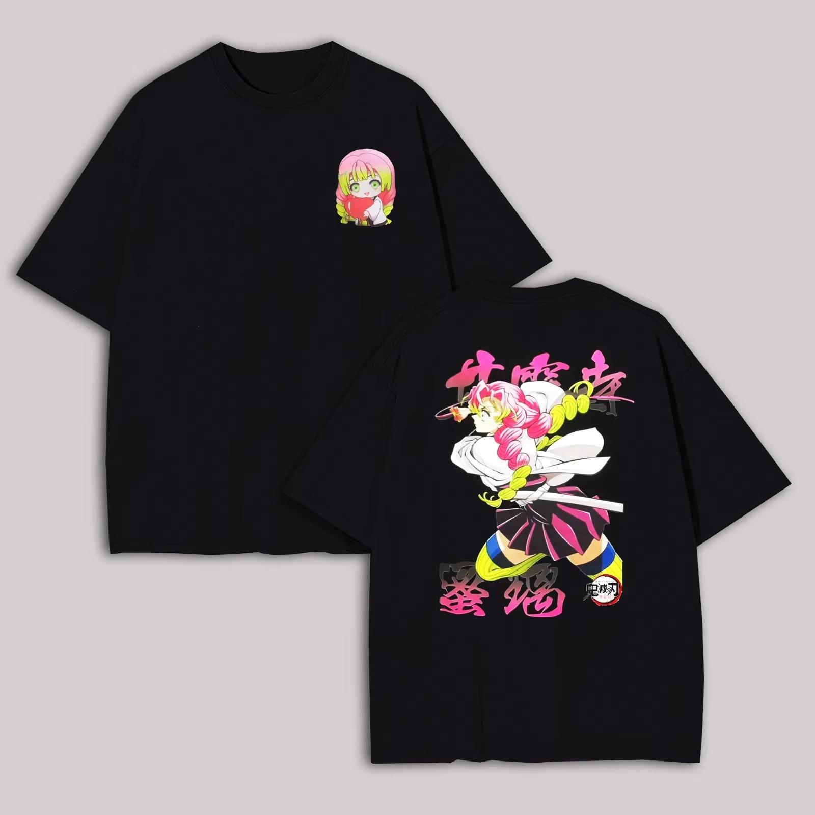 

Oversized White Demon Slayer Mitsuri Kanroji T-Shirt with Dual-Sided Print (Front Chibi & Back Action Pose) XXXL