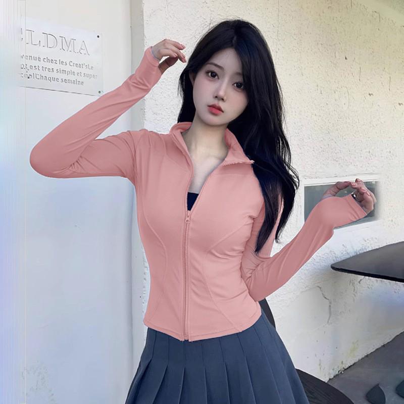 

Women s Slim Fit Quick-Dry Autumn Yoga Jacket - Stand Collar Sports Top for Running, Fitness, and Cycling XXXL