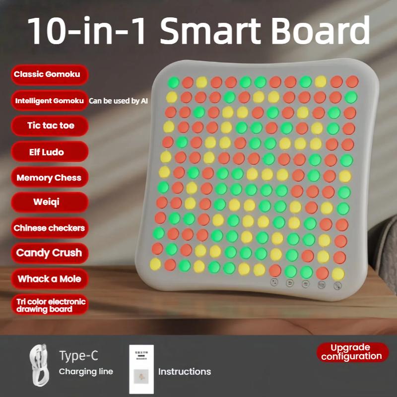 

Multifunctional Abs Board - 10-In-1 Usb Board Game Set - Includes Chess Go - Fun Family Bonding Activity For All Ages белый