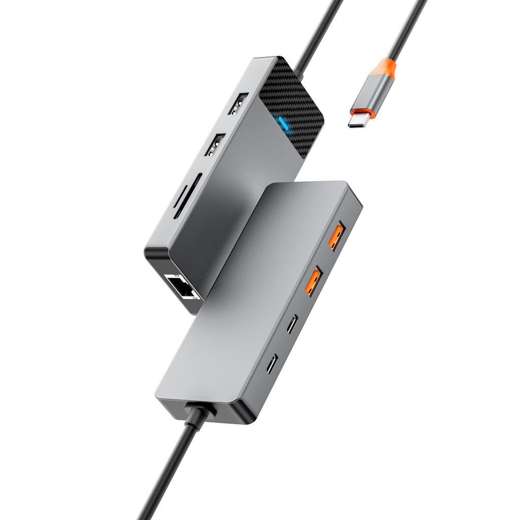 WIWU Multi-Port USB-C Hub: 4 USB, 100W PD, USB-C 3.1, SD/TF, LAN Adapter