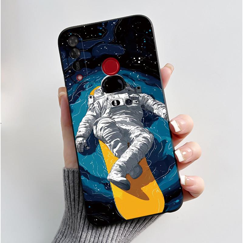 Phone Case For Itel S15/S15 Pro Candy Color Jelly Soft Shockproof Black Cover Trendy Style Painted Pattern Casing