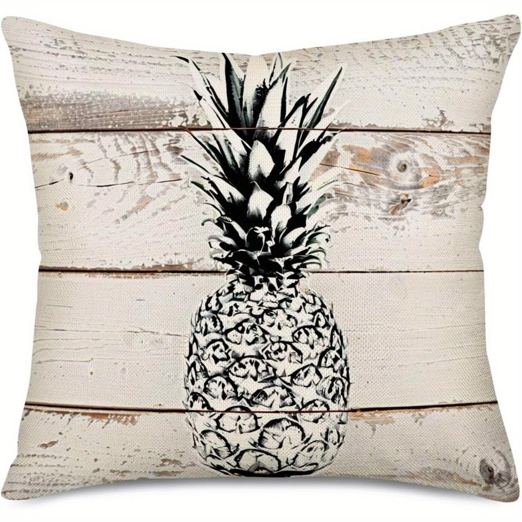 Tropical Pineapple Fruit Pattern Printing Pillow Cover Short Plush Suitable Living Rooms Bedrooms Sofas Throw Cushion Cover