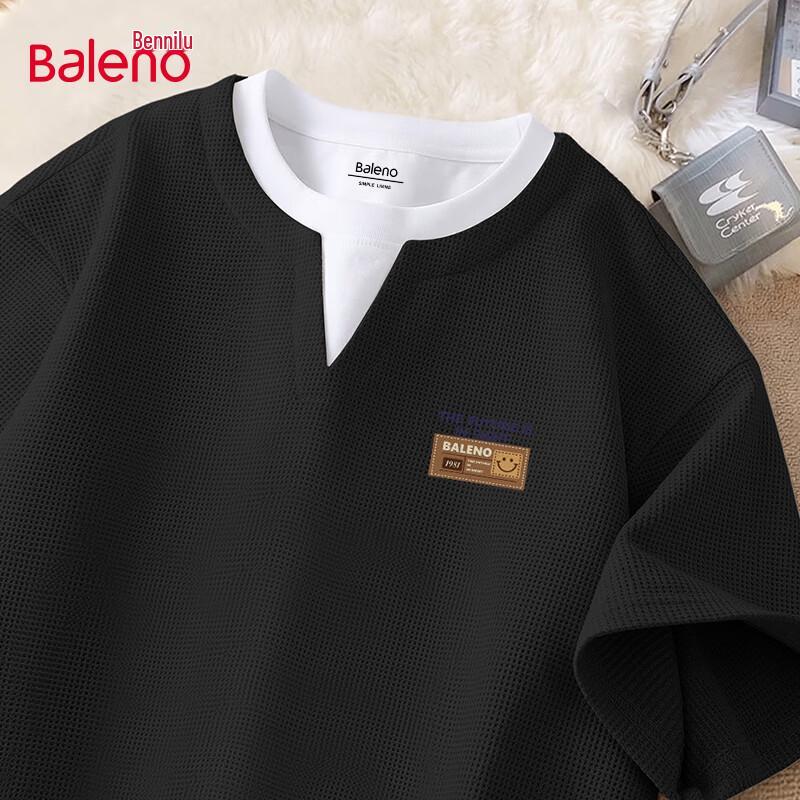 

Baleno Men s Waffle Faux Two-Piece Short Sleeve T-Shirt XL