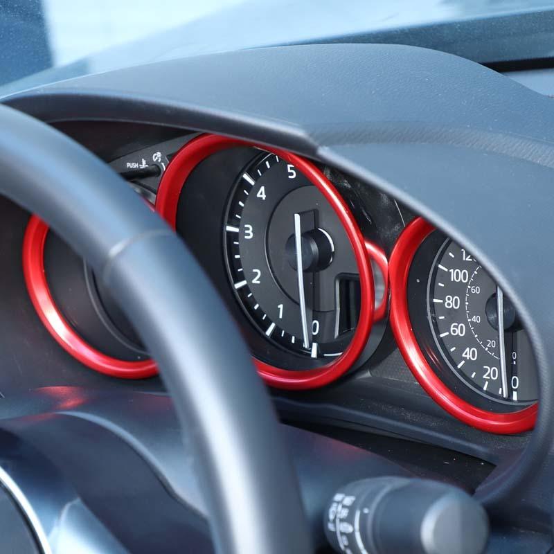 For Mazda MX-5 2016-2025 Aluminum Alloy Car Front Dashboard Decoration Frame Dial Ring Edge Styling Trim Auto Accessories