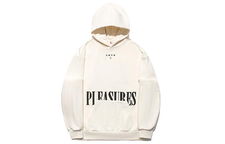 Men's Li-Ning X PLEASURES Sweatshirts Unisex Ecru Hooded Moderate Regular