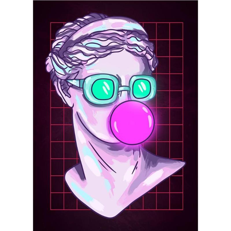 

Neon effect vaporwave glitch sculpture posters print canvas painting abstract wall art painting for the modern living room home decor 21*30cm No Frame