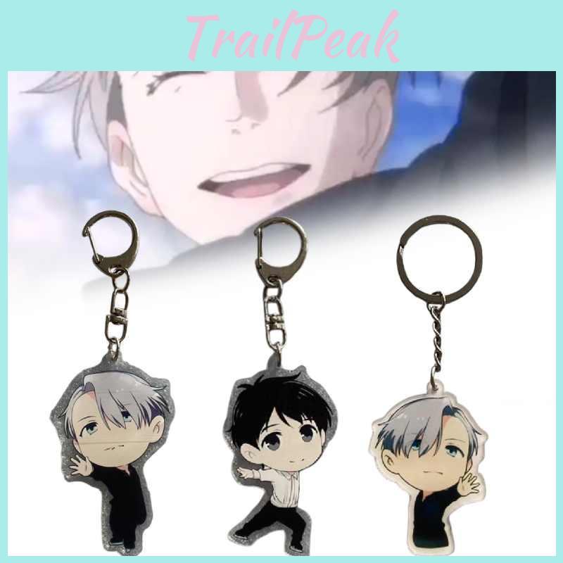 Yur On Ice Katsuki Yuri Victor Nikiforov Acrylic Keychain Printed Cartoon Character Keyring For Collectors