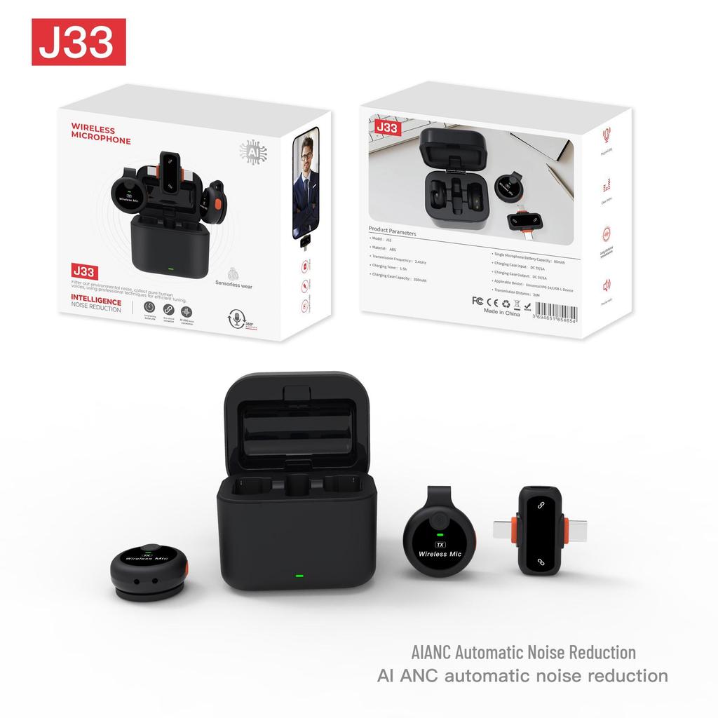 Q8 Wireless Lavalier Microphone Set: Clip-on Mic for Mobile Live Streaming with Sound Knob and One-to-Two Mic Feature.