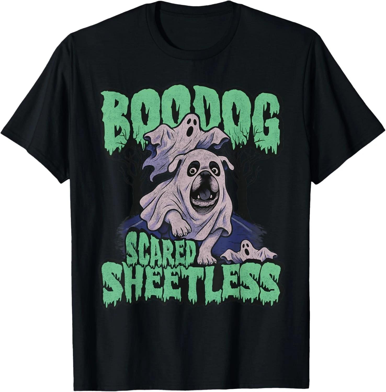Funny Scared English Bulldog Halloween_ Boodog Ghost Dog Mom Gift Unisex T-Shirt M
