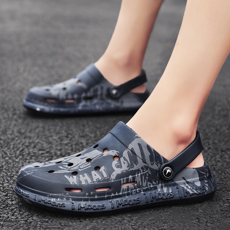 Summer Men'S Camouflage Surface Hole Shoes Seaside Big Head Shoes Eva Garden Shoes Platform Rain Shoes Bag Head Light And Non-Slip