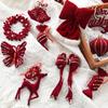 Flannel Surface Red Bow Christmas Tree Decoration 3D Plastic Ornament Fake Snow Winter Decorations for New Year