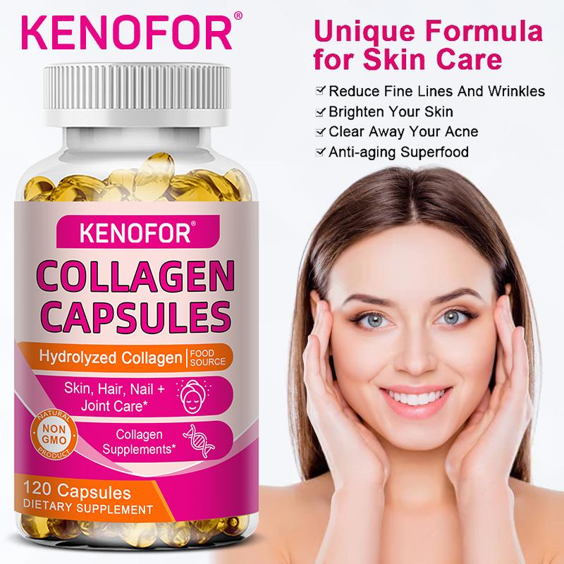 Hydrolysiertes Rinderkollagen Kapseln mit Biotin & Vitamin C, GVO-freies Nahrungsergänzungsmittel, 120 Kapseln 60-Tage-Vorrat