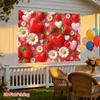 Romantic Strawberry, Heart and Daisy Backdrop Pink Themed Background Cloth for Birthday and Party