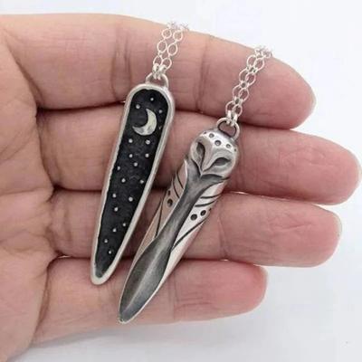 Creative Retro Fashion Barn Owl Star Moon Pendant Necklace For Female Clavicle Chain Silver Color Jewelry Party Accessories Gift