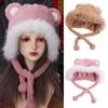 Korean Faux Fur Bucket Hat Warm Women Fluffy Hats Trendy Cute Bear Ear Hat  Girls