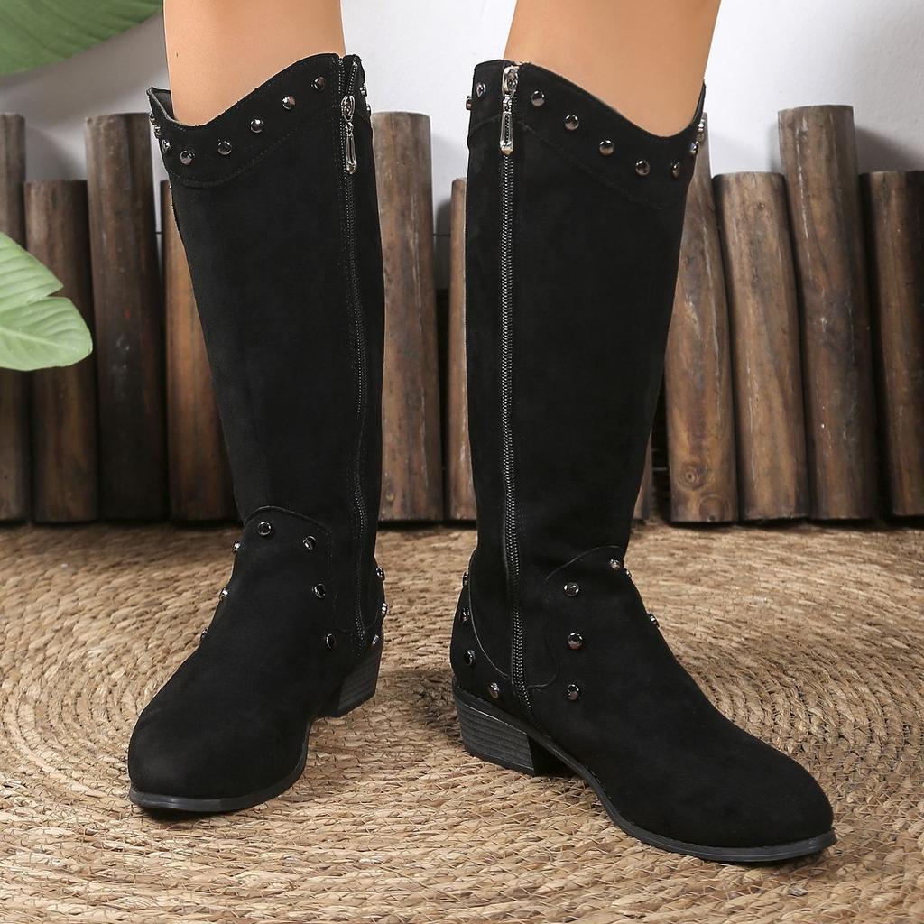 Niche Design Round Head Thick Heel Martin Boots Fashionable Versatile Casual High Boots 2025 Autumn and Winter New