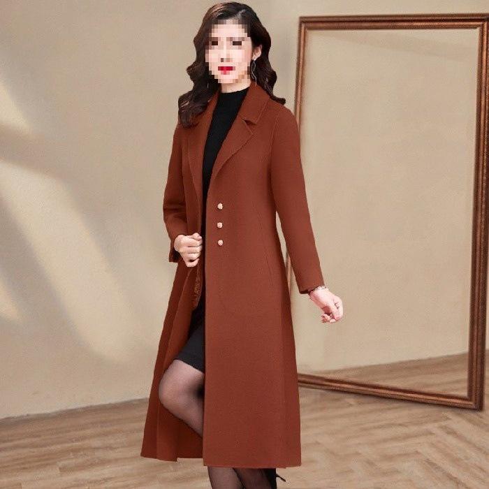 Cappotto Antivento in Lana Snellente da Donna - Sopra il Ginocchio, Caldo, per Primavera, Autunno, Inverno